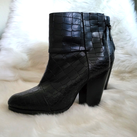 rag & bone Shoes - rag & bone Newbury black croc boots